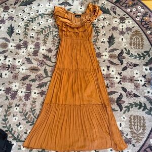 fab'rik Tiered Maxi Dress in Rust Orange